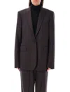 Stella Mccartney Gold Button Single Breast Blazer In Dark Chocolate