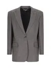 Stella Mccartney Women's Embroidered Wool Oversize Blazer In Gray