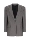Stella Mccartney Women's Embroidered Wool Oversize Blazer In Gray