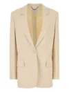 Stella Mccartney Viscose Blend Blazer With Buttoned Cuffs In Neutrals
