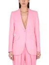 Stella Mccartney Viscose And Linen Single-breasted Blazer In Pink