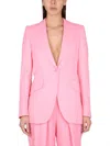Stella Mccartney Viscose And Linen Single-breasted Blazer In Pink