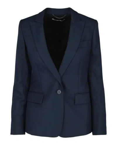 Stella Mccartney Single-breasted Flap Pocket Blazer In Blue