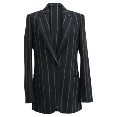 Stella Mccartney Single-breasted Striped Blazer In Black Wool