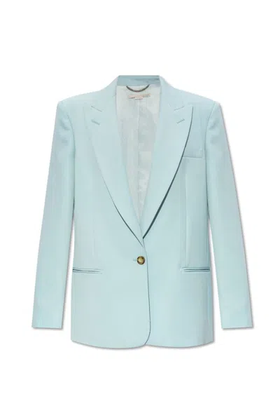 Stella Mccartney Single Breasted Tailored Oversized Blazer In Blue