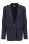 Stella Mccartney Tailored Grey Wool Flannel Blazer In Blue
