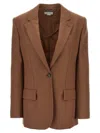 Stella Mccartney Single-breasted Wool Blazer In Brown
