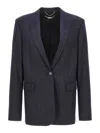 Stella Mccartney Tailored Grey Wool Flannel Blazer In Blue