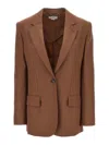 Stella Mccartney Single-breasted Wool Blazer In Brown