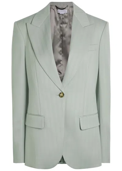 Stella Mccartney Single-breasted Wool Blazer In Green