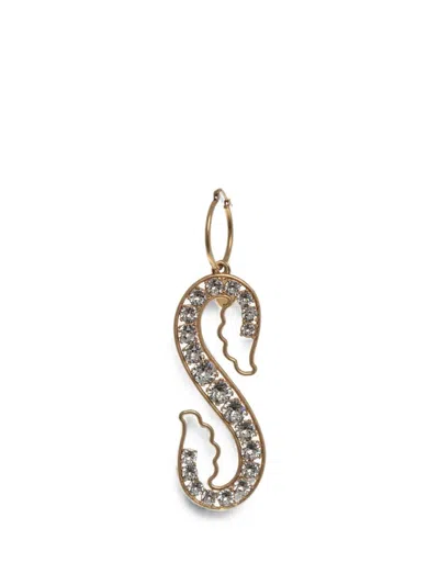 Stella Mccartney Single Metal Earring Embellished With Crystals In Gold