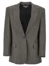 Stella Mccartney Single-breasted Micro Houndstooth Blazer In Gray