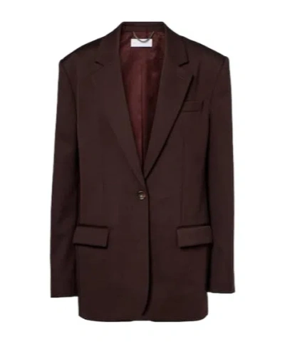 Stella Mccartney Single-breasted Virgin Wool Blazer In Brown