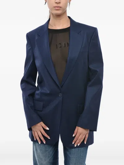 Stella Mccartney Single-breasted Wool Jacket In Blue