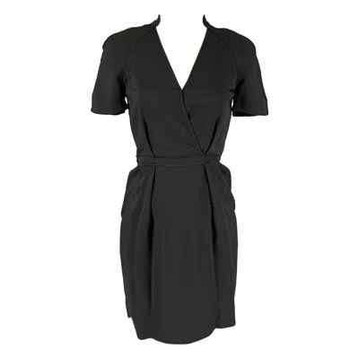 Pre-owned Stella Mccartney Size 2 Black Viscose Pleated V-neck Dress