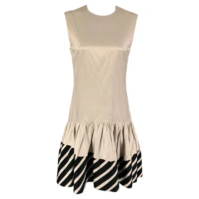 Pre-owned Stella Mccartney Size 6 Beige Black Cotton Cupro Sleeveless Dress