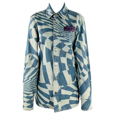 Pre-owned Stella Mccartney Size Xxs Blue Light Blue Cotton Optical Jacket