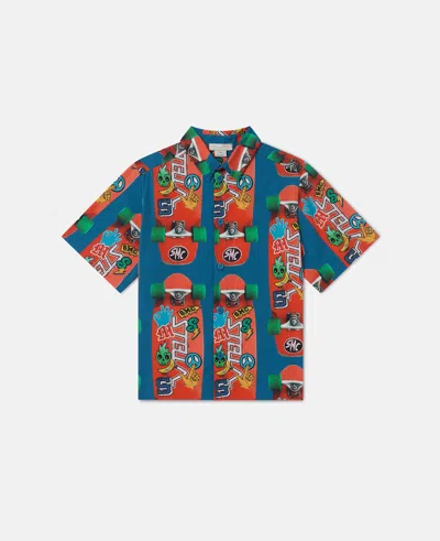 Stella Mccartney Skateboard Print Short Sleeve Shirt In Red/blue