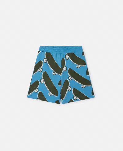 Stella Mccartney Skateboard Print Shorts In Blue