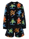 Stella Mccartney Skateboarding-cats Shorts Set In Black
