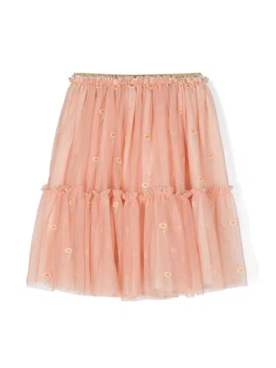 Stella Mccartney Kids' Floral-embroidery Tulle Skirt In Pink