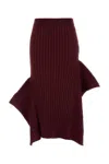 Stella Mccartney Cotton Skirt With Asymmetric Hem And Ribbed Texture In Burgundy
