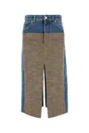 Stella Mccartney Tweed Denim Midi Skirt In Blue