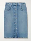 Stella Mccartney Cotton Denim Midi Skirt With A-line Shape In Blue