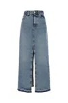Stella Mccartney Denim Skirt With Back Pockets And Front Slit In Two Tonal Denim Wash