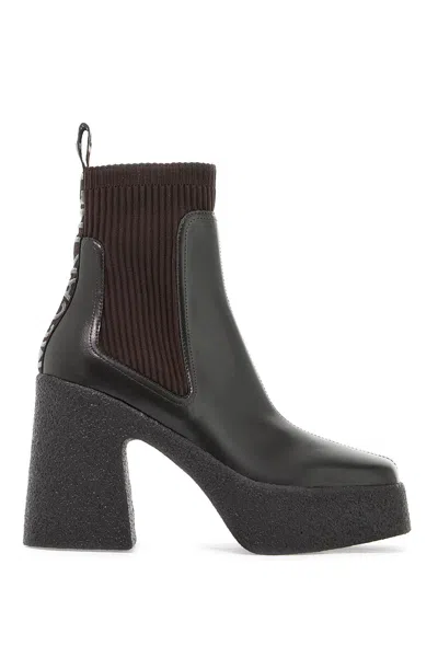 Stella Mccartney Skyla Sock Ankle Boots With Heel In Brown