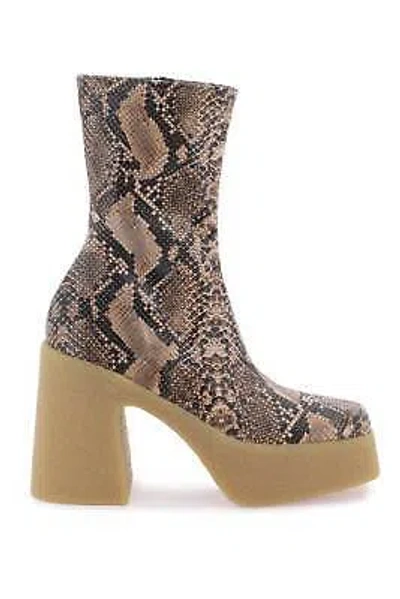 Pre-owned Stella Mccartney Skyla Wedge Ankle Boots In Python