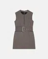 Stella Mccartney Sleeveless Belted Mini Dress In Charcoal Grey