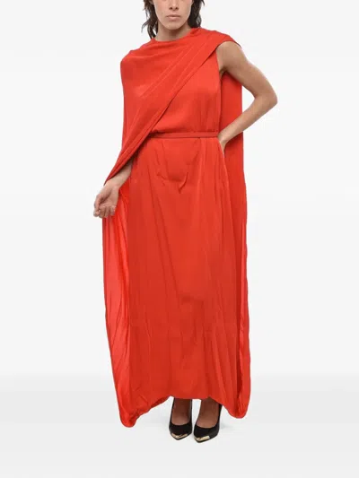 Stella Mccartney Sleeveless Belted-waist Maxi Dress In Orange