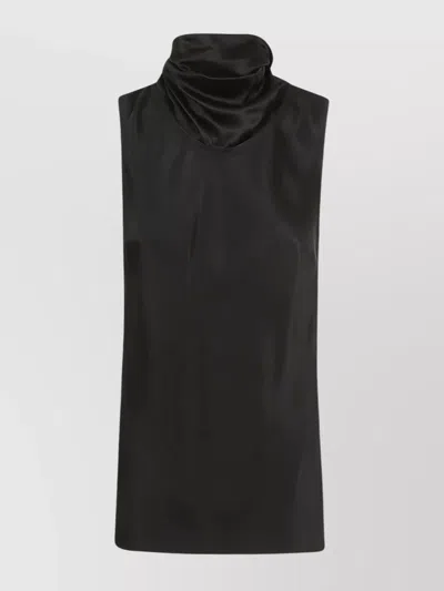 Stella Mccartney Sleeveless Cowl Neck Asymmetric Hem Top In Black