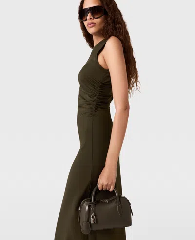 Stella Mccartney Sleeveless Crewneck Twist Mesh Midi Dress In Brown