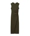 Stella Mccartney Sleeveless Crewneck Twist Mesh Midi Dress In Brown
