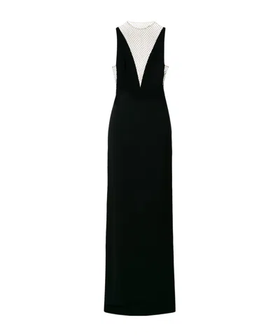 Stella Mccartney Slip Dress V Neck Satin In Black