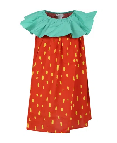 Stella Mccartney Kids' Red Dress For Girl With All-over Print