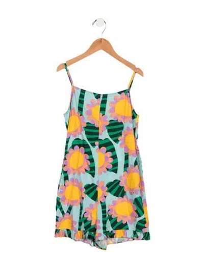 Pre-owned Stella Mccartney Kids' Sleeveless Floral Romper W/tags In Blue