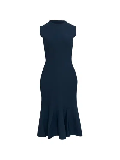 Stella Mccartney Sleeveless Fluted-hem Midi Dress In Blue