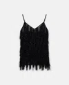Stella Mccartney Sleeveless Glitter Tassel V-neck Top In Black Glitter