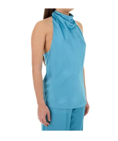 Stella Mccartney Sleeveless Halter Neck Vest In Blue