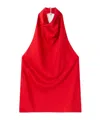 Stella Mccartney Draped Satin Halterneck Top In Red