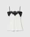 Stella Mccartney Satin Lace Trim Top In White