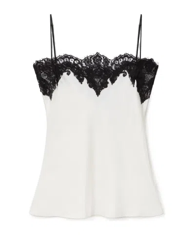 Stella Mccartney Sleeveless Lace Satin Top In White