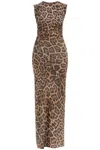 Stella Mccartney Ruched Leopard-print Jersey Midi Dress In Brown