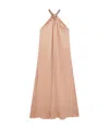 Stella Mccartney Chain Halterneck Satin Maxi Dress In Nude