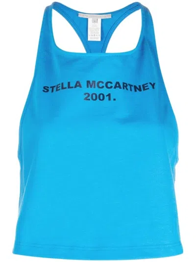 STELLA MCCARTNEY STELLA MCCARTNEY SLEEVELESS RACERBACK BLOUSE IN BLUE COTTON