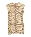 Stella Mccartney Tiger-print Silk Top In Nude
