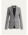 Stella Mccartney Slim Checked Single-breasted Blazer Jacket In Grey